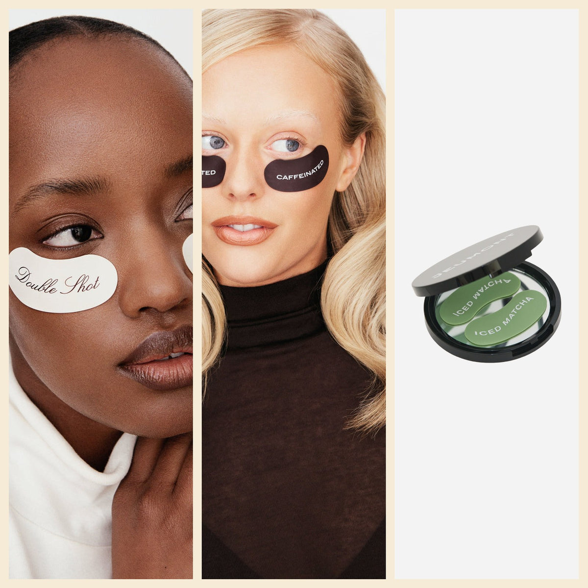 The café collection: Double Shot, Caffeinated and Iced Matcha under-eye masks