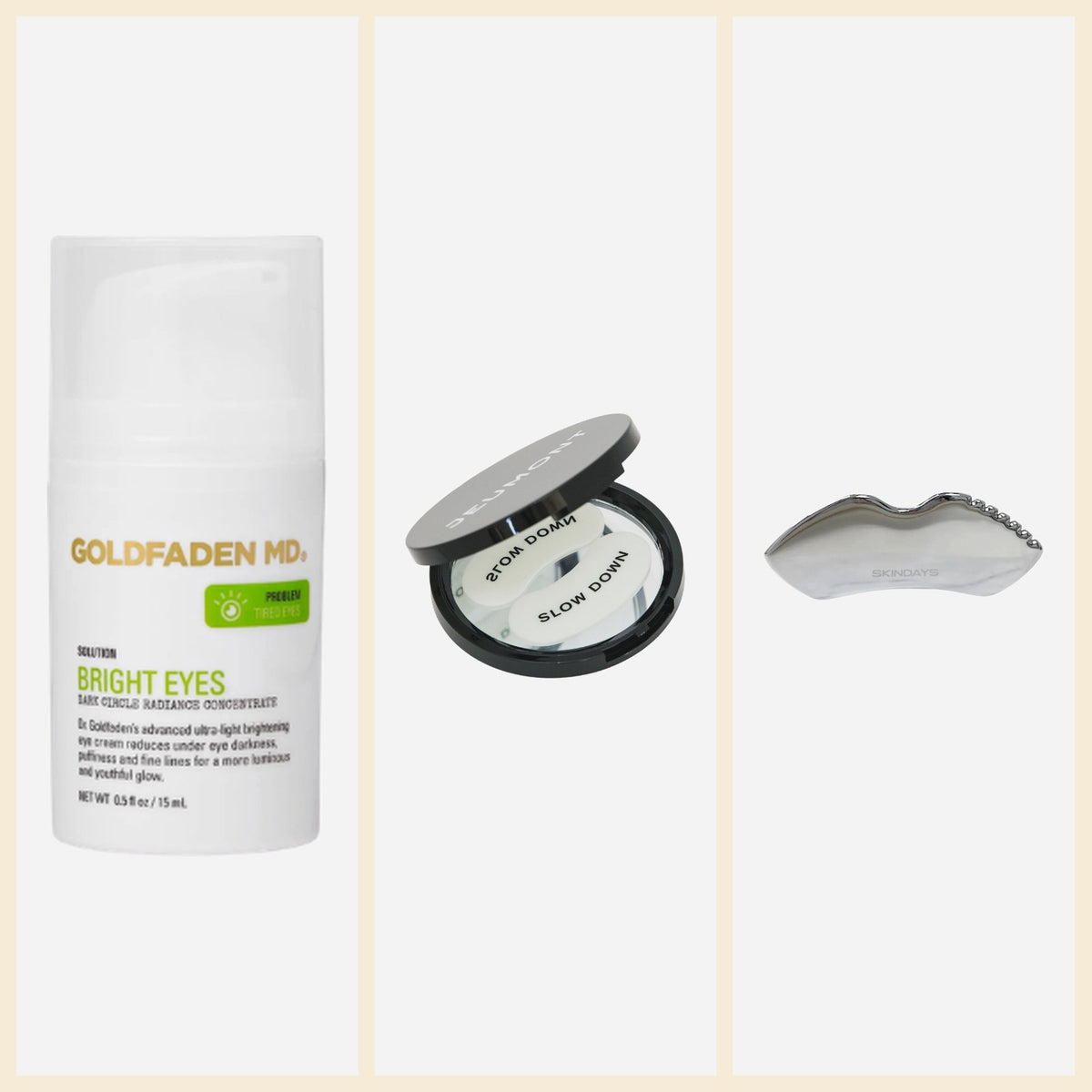The eye rescue: Bright Eyes, Slow Down mask and Skindays The Definer gua sha