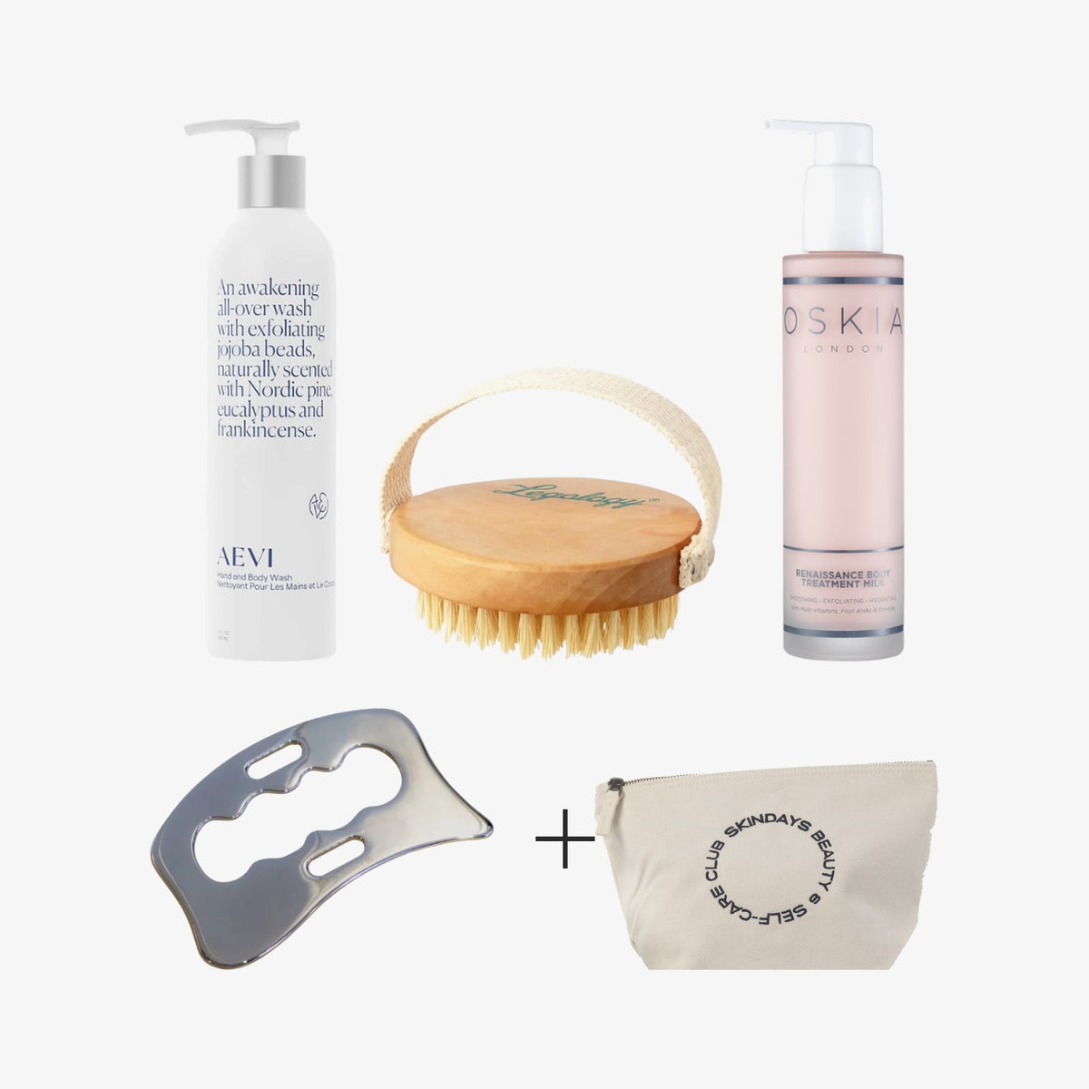Everything shower kit with a free body gua sha and pouch