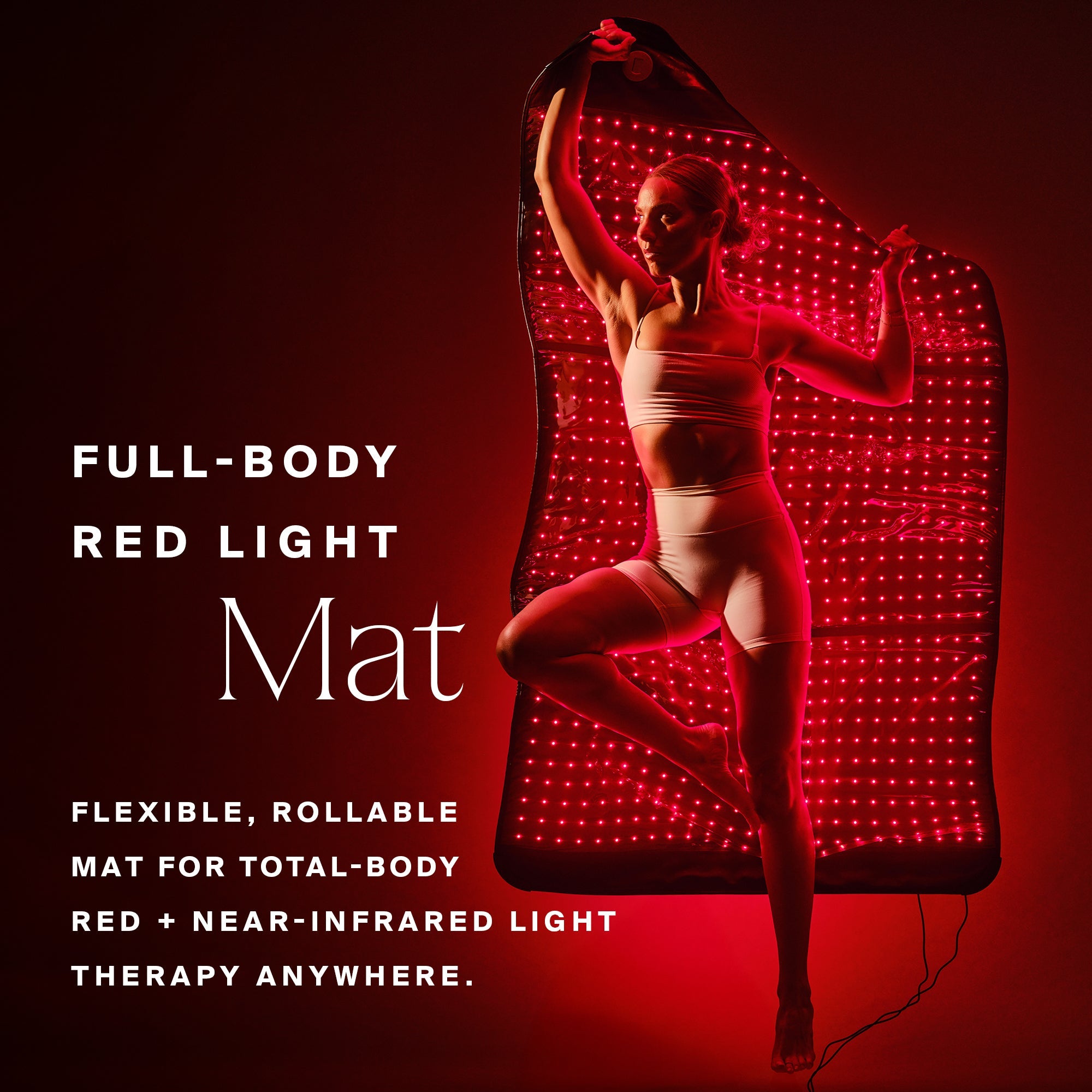 Full Body Red Light Mat with person in athletic wear