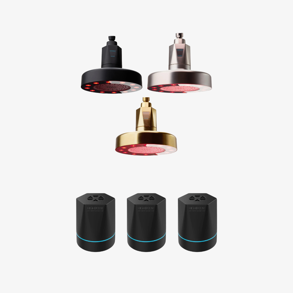Red Light Shower Filter + 3-Pack Replacement Bundle