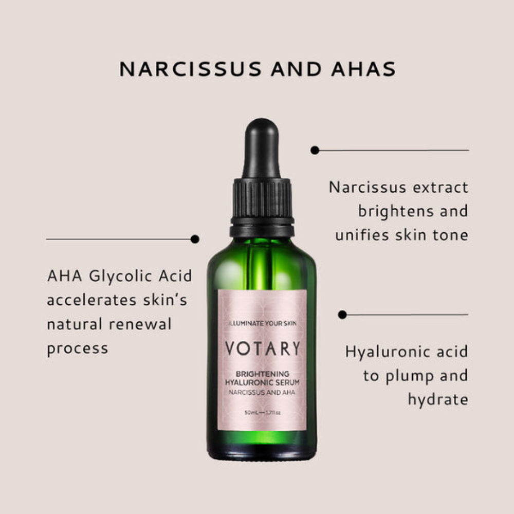 Brightening Hyaluronic Serum, Narcissus and AHAs