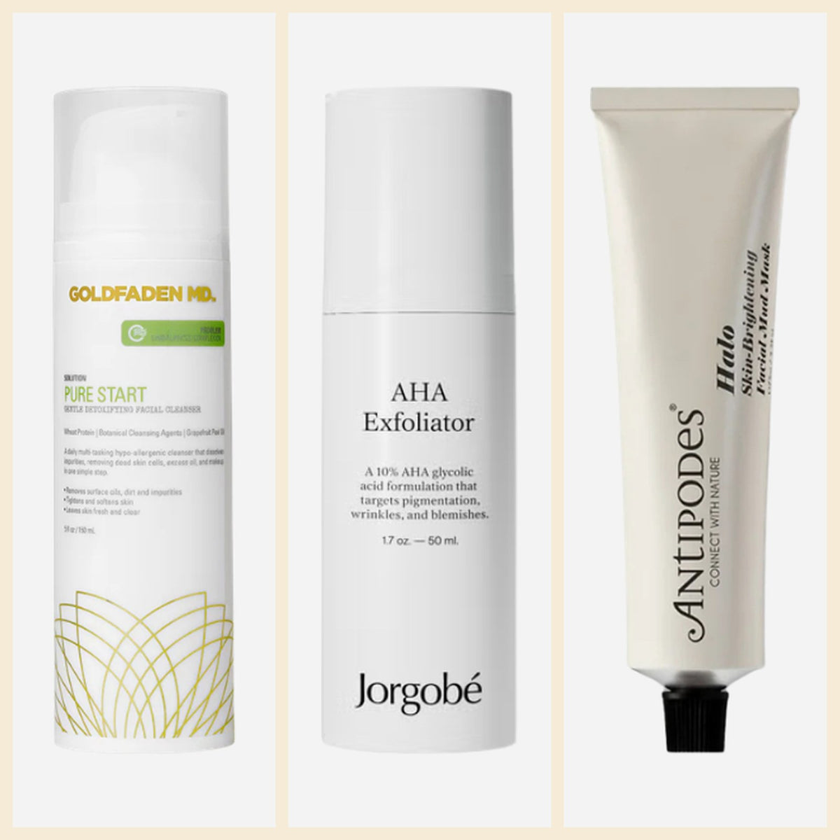 Clear skin reset: Pure Start, AHA Exfoliator and Halo mud mask
