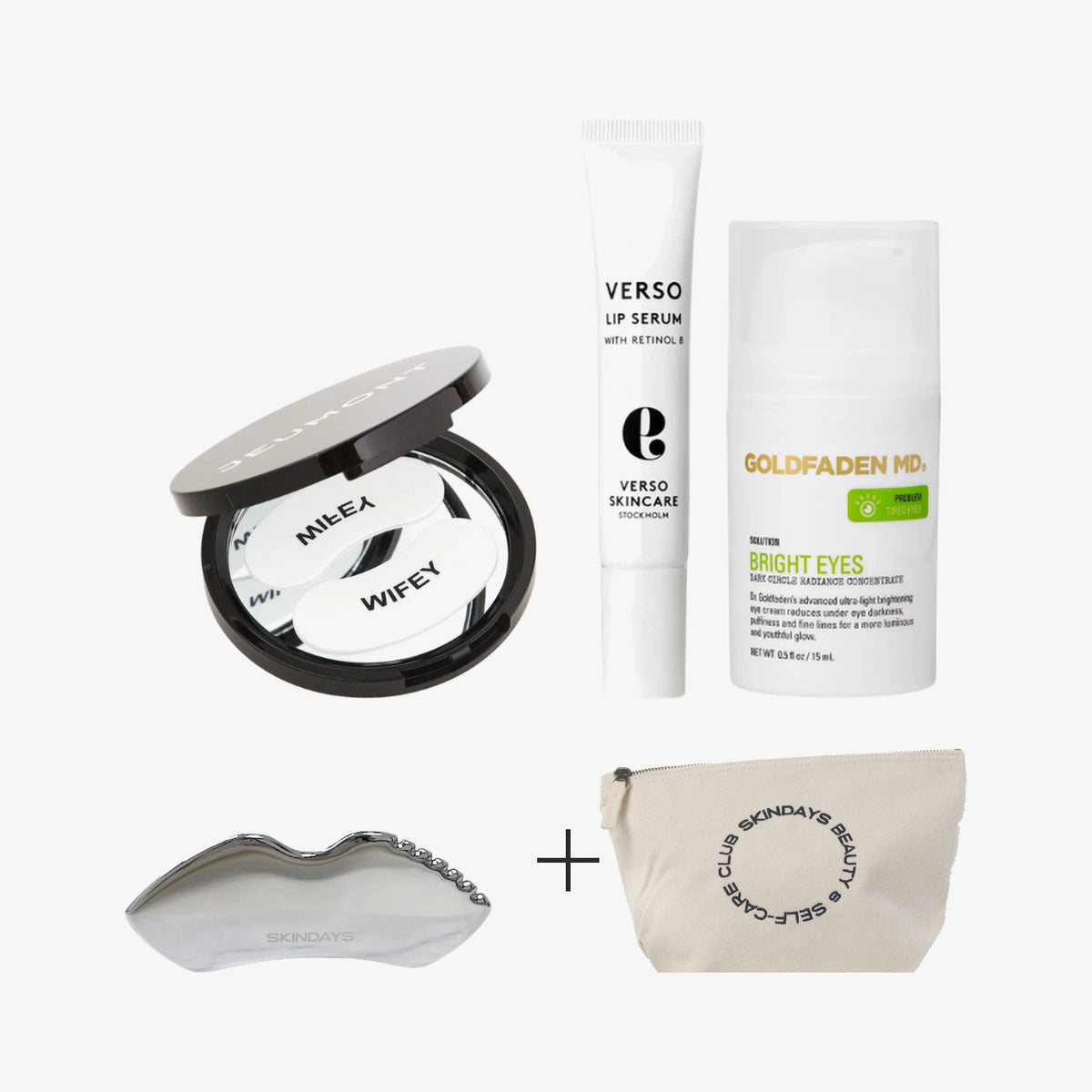 The party girl gift set with Bright Eyes, a free gua sha and pouch